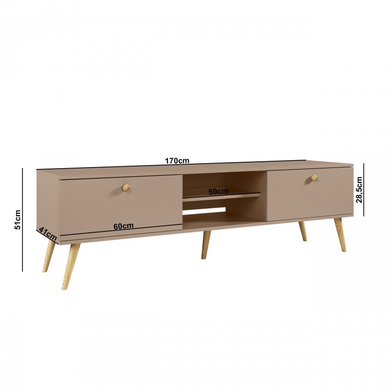 RTV-Schrank TV-Tisch Fernsehtisch TV Lowboard Tisch String Griffe Boho für das Wohnzimmer IKON 170 cm Beige Macchiato IKON 6/9