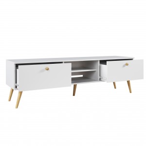 RTV-Schrank TV-Tisch Fernsehtisch TV Lowboard Tisch String Griffe Boho für das Wohnzimmer IKON 170 cm Weiß 2/9