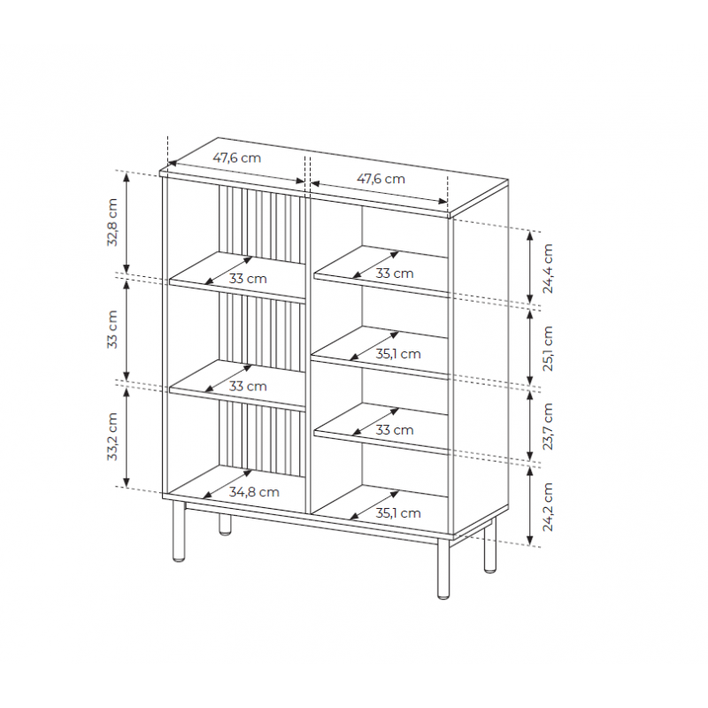 Niedrige Vitrine mit LED-Beleuchtung für das Wohnzimmer LANGO Schwarz + Eiche Evoke 6/9