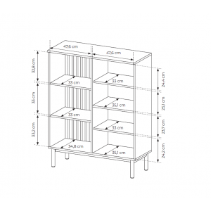 Niedrige Vitrine mit LED-Beleuchtung für das Wohnzimmer LANGO Schwarz + Eiche Evoke 6/9