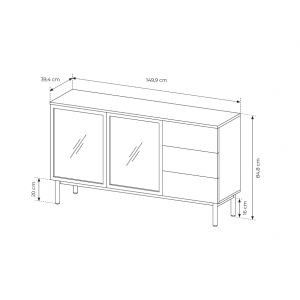 Schrank mit LED-Beleuchtung LANGO 150cm Schwarz + Eiche Evoke 5/9