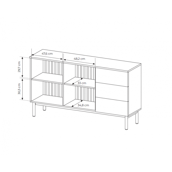 Schrank mit LED-Beleuchtung LANGO 150cm Schwarz + Eiche Evoke