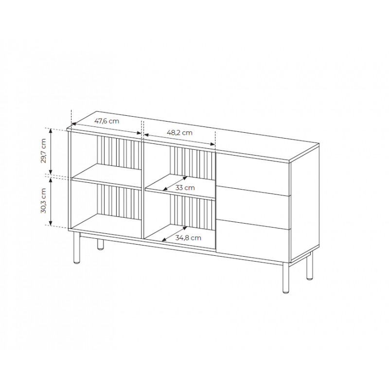 Schrank mit LED-Beleuchtung LANGO 150cm Schwarz + Eiche Evoke 6/9