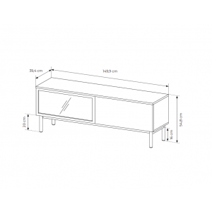 RTV Tisch mit LED Beleuchtung LANGO 150cm Schwarz + Eiche Evoke 5/9