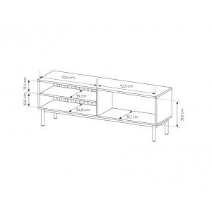 RTV Tisch mit LED Beleuchtung LANGO 150cm Schwarz + Eiche Evoke 6/9