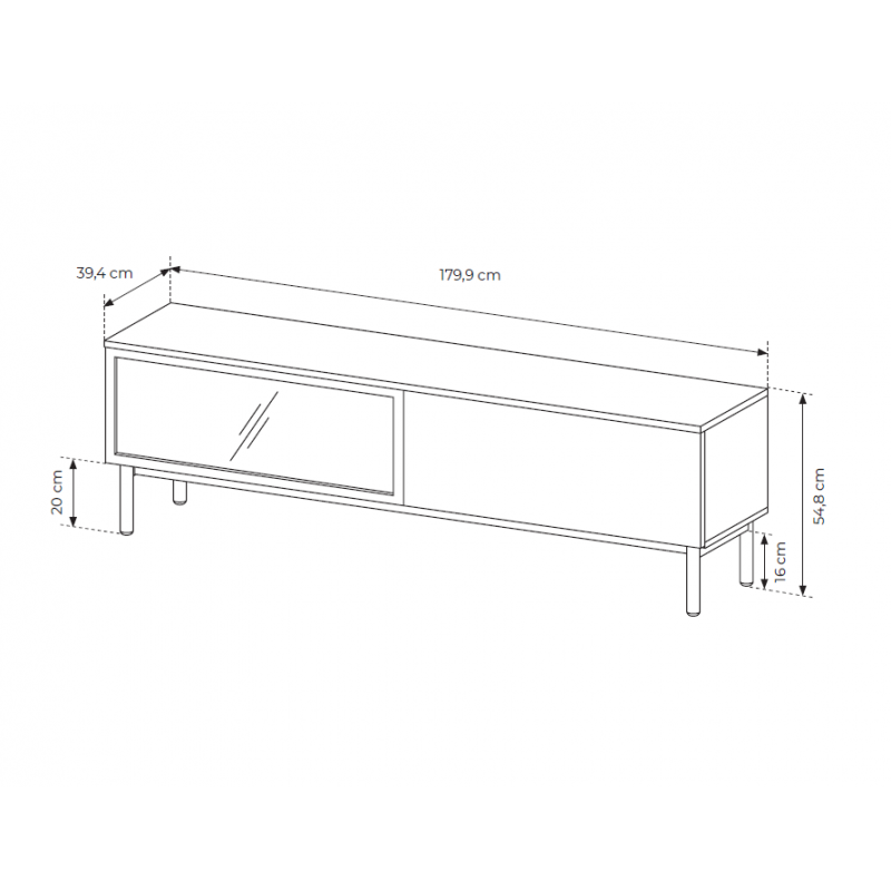 Breiter RTV-Schrank TV-Tisch mit LED-Beleuchtung LANGO 180cm Schwarz + Eiche Evoke 5/9