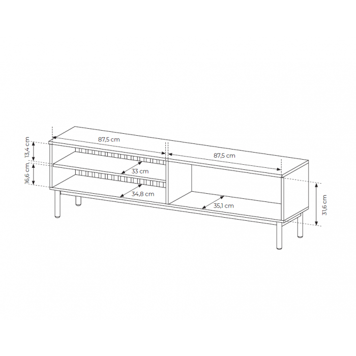 Breiter RTV-Schrank TV-Tisch mit LED-Beleuchtung LANGO 180cm Schwarz + Eiche Evoke