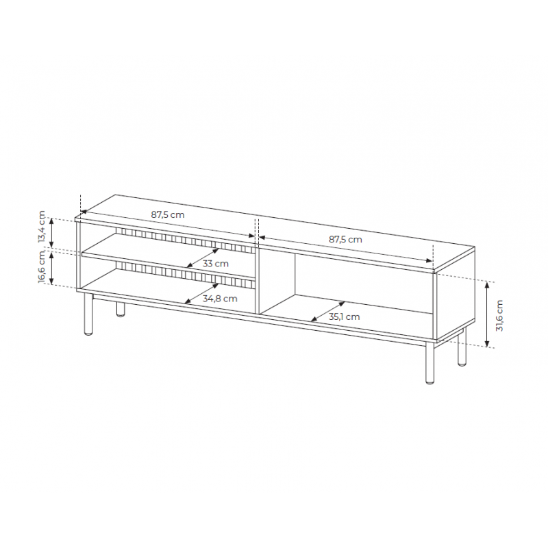 Breiter RTV-Schrank TV-Tisch mit LED-Beleuchtung LANGO 180cm Schwarz + Eiche Evoke 6/9