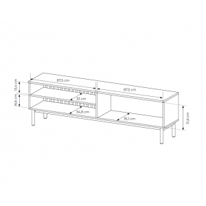 Breiter RTV-Schrank TV-Tisch mit LED-Beleuchtung LANGO 180cm Schwarz + Eiche Evoke 6/9