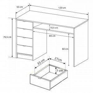 Schwarzer Universalschreibtisch MEZJA mit Schubladen und goldenen Griffen 6/9