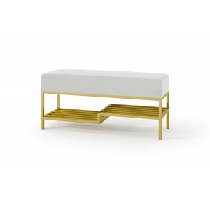 Elegante Sitzbank mit Regal Hellgrau mit goldenem Rahmen MELLO 80 für moderne Innenräume 1/9