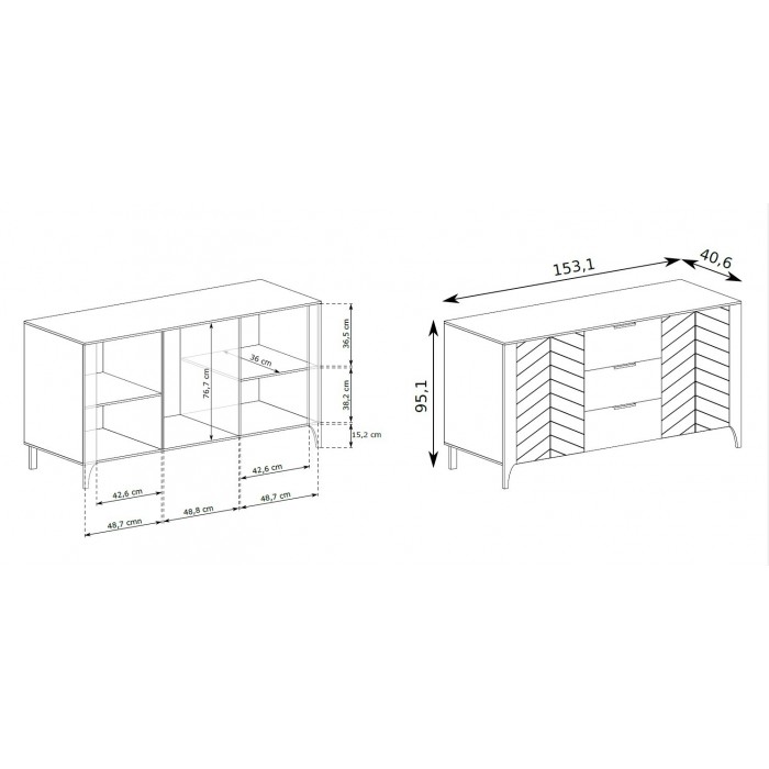 Breite Kommode LUMI Schwarz für das Wohnzimmer