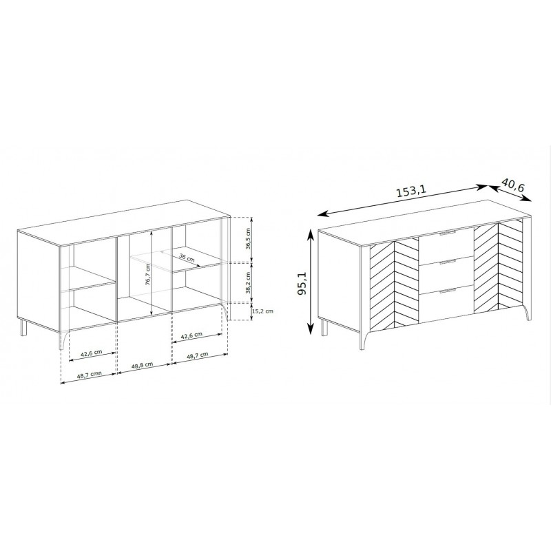 Breite Kommode LUMI Schwarz für das Wohnzimmer 8/9