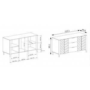 Breite Kommode LUMI Schwarz für das Wohnzimmer 8/9