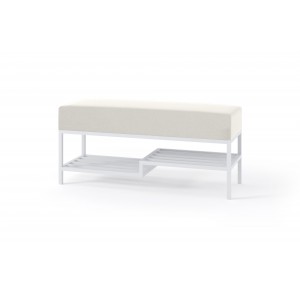 Elegante Sitzbank mit Regal Hellgrau auf weißem Gestell MELLO 80 für moderne Innenräume 1/9