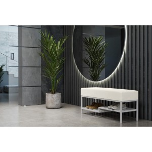 Elegante Sitzbank mit Regal Hellgrau auf weißem Gestell MELLO 80 für moderne Innenräume 2/9