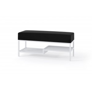 Elegante schwarze Sitzbank mit Regal auf weißem Gestell MELLO 100 für Wohnzimmer 1/9