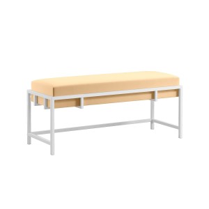 Kleine gepolsterte Bank LAMO 80 hellbeige - weißes Gestell 1/9