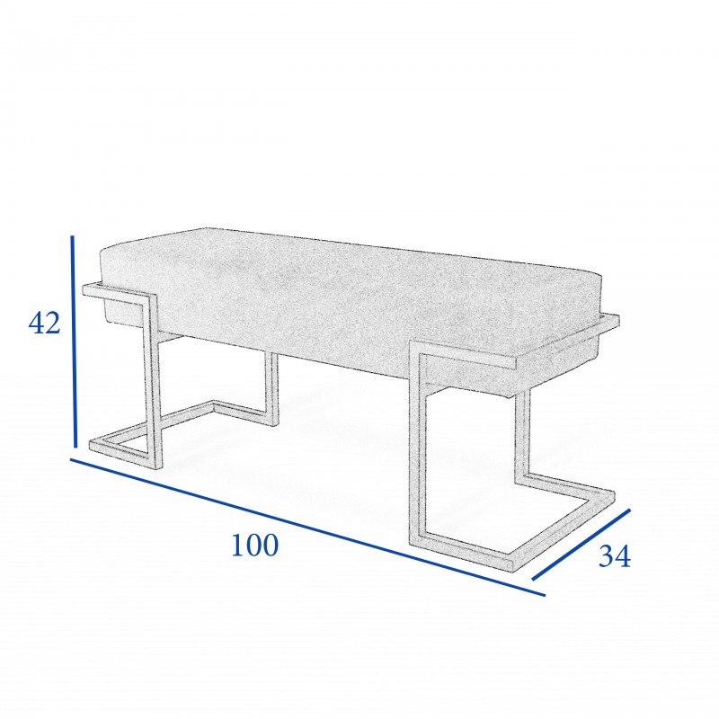 CELY 100 Bank mit weißem Gestell und dunkelgrauem Sitz aus Samtstoff 3/9