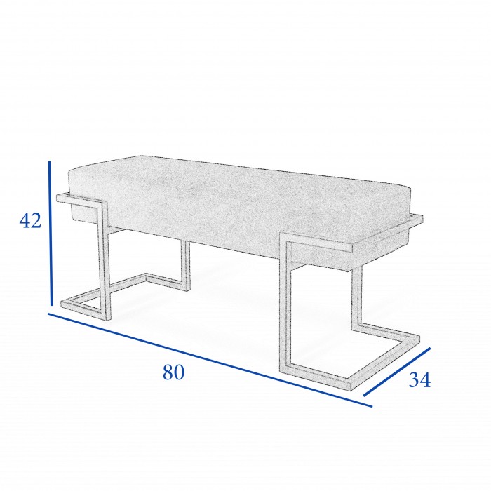 Bank CELY 80, gepolstert mit grau-braunem Samtstoff, Chromgestell (RV 87-184)