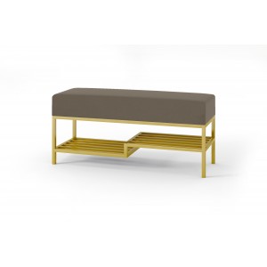 Bequeme dunkelgraue Sitzbank mit goldenem Gestell und Ablage MELLO 80 für moderne Innenräume 1/9