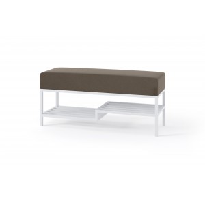 Bequeme dunkelgraue Sitzbank mit schwarzem Gestell und Ablage MELLO 100 für moderne Innenräume 1/9