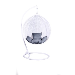 Garten Hängesessel, Schaukel, Kokon Korb, aus Technorattan - COBE Weiß + Graphit Kissen 2/9