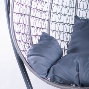 Garten Hängesessel, Schaukel, Kokon Korb, aus Technorattan - COBE Weiß + Graphit Kissen 3/9