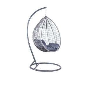 Garten Hängesessel, Schaukel, Kokon Korb, aus Technorattan - COBE Grau + Graphit Kissen 1/9