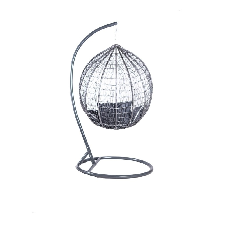 Garten Hängesessel, Schaukel, Kokon Korb, aus Technorattan - COBE Grau + Graphit Kissen 2/9