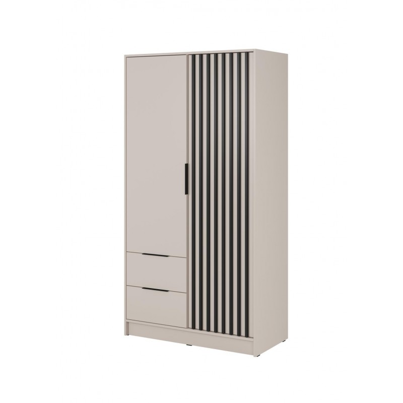 Kaschmir-Kleiderschrank Nelly 2D mit Schubladen und Lamellen 1/9