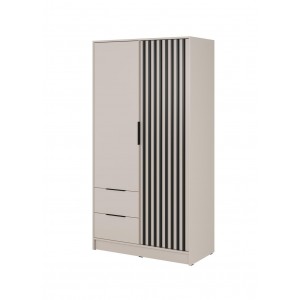 Kaschmir-Kleiderschrank Nelly 2D mit Schubladen und Lamellen 1/9