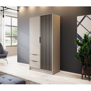 Kaschmir-Kleiderschrank Nelly 2D mit Schubladen und Lamellen 3/9
