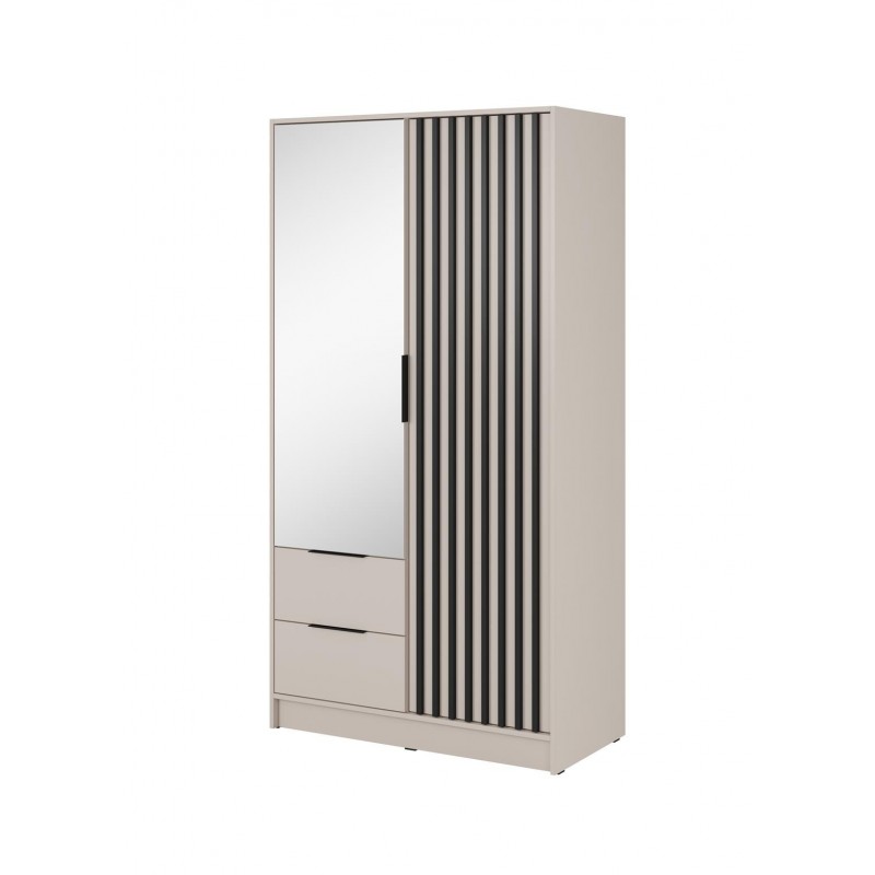 Kaschmir-Kipp-Kleiderschrank Nelly 2D mit Spiegel und Schubladen