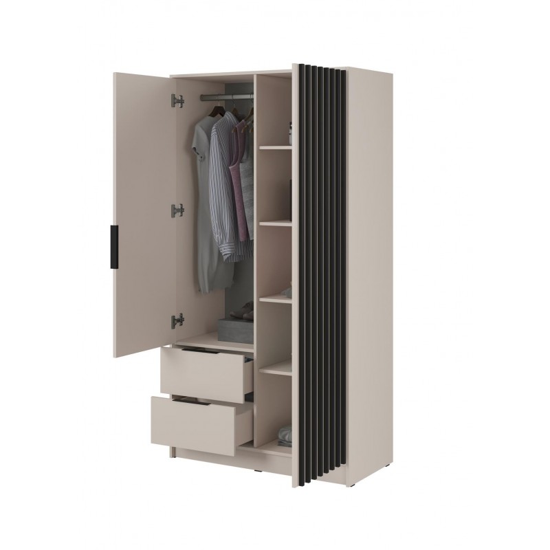 Kaschmir-Kipp-Kleiderschrank Nelly 2D mit Spiegel und Schubladen 2/9