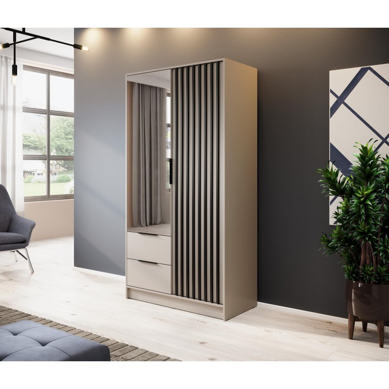 Kaschmir-Kipp-Kleiderschrank Nelly 2D mit Spiegel und Schubladen 3/9