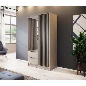 Kaschmir-Kipp-Kleiderschrank Nelly 2D mit Spiegel und Schubladen 3/9