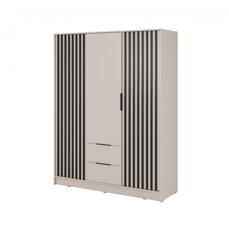 Cashmere 3-türiger Kleiderschrank Nelly 3D Lamellen mit Schubladen 1/9