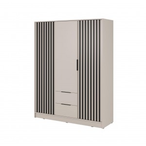 Cashmere 3-türiger Kleiderschrank Nelly 3D Lamellen mit Schubladen 1/9