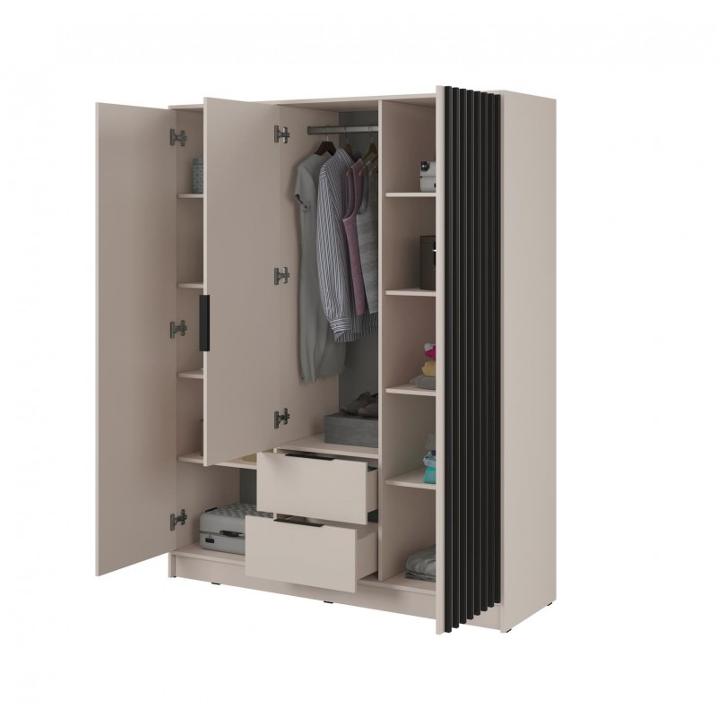 Cashmere 3-türiger Kleiderschrank Nelly 3D Lamellen mit Schubladen 2/9