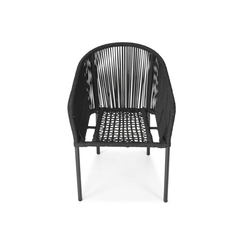 Gartenstuhl mit Kissen VICTORIA schwarz - Technorattan und Stahl, moderner Stil 2/9