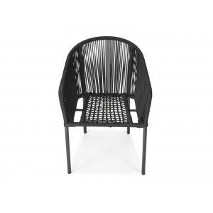 Gartenstuhl mit Kissen VICTORIA schwarz - Technorattan und Stahl, moderner Stil 2/9