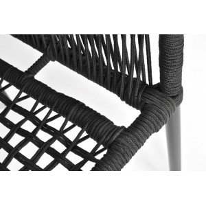 Gartenstuhl mit Kissen VICTORIA schwarz - Technorattan und Stahl, moderner Stil 4/9