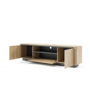 Moderner dreitüriger RTV-Schrank TAMPA Eiche cremona + schwarz 2/9