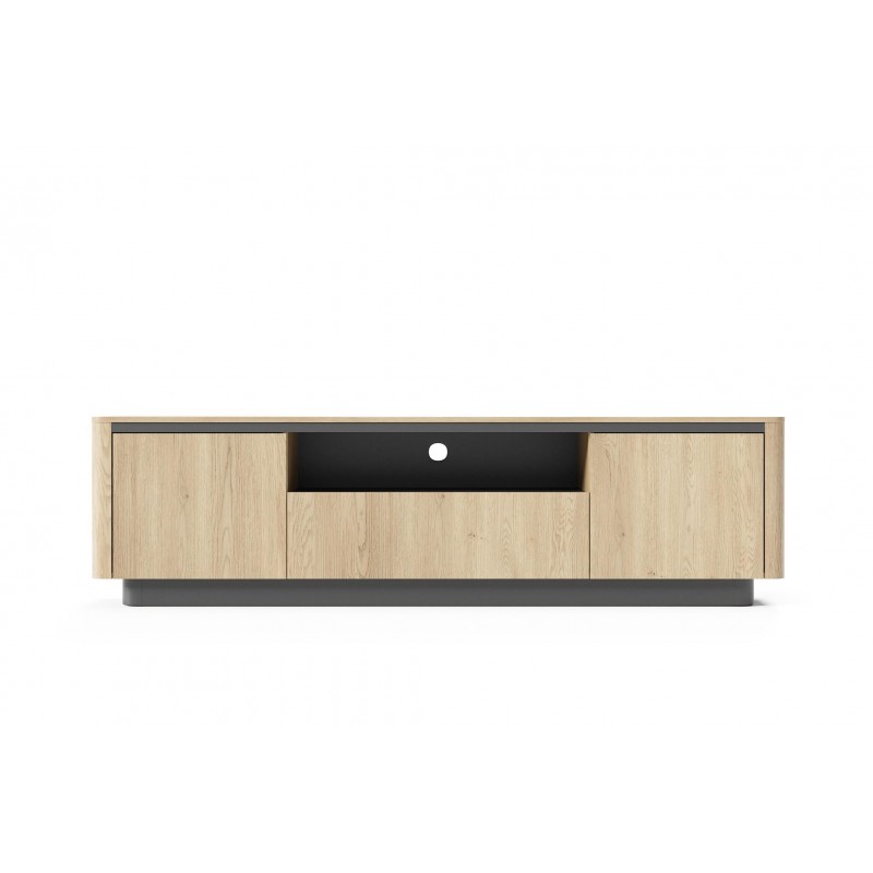 Moderner dreitüriger RTV-Schrank TAMPA Eiche cremona + schwarz 3/9