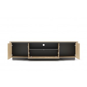 Moderner dreitüriger RTV-Schrank TAMPA Eiche cremona + schwarz 4/9