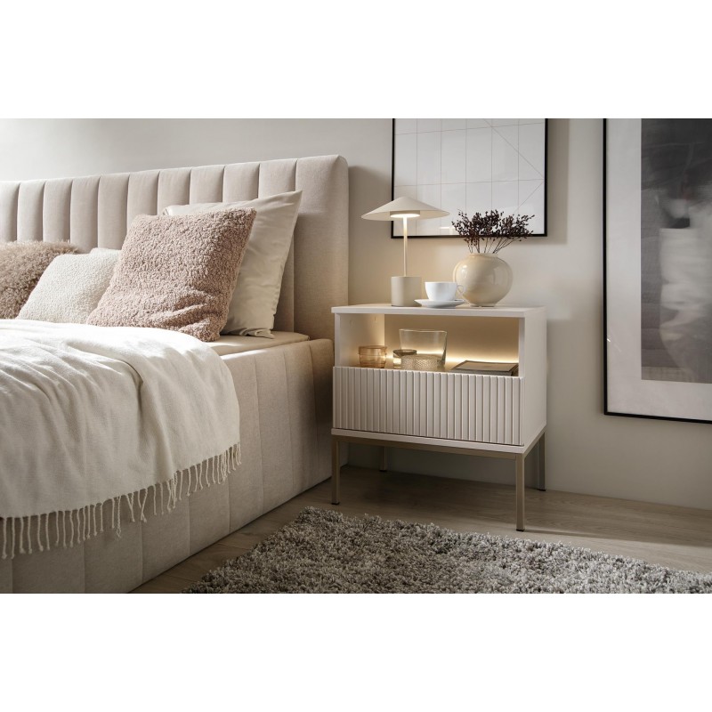 Moderner Nachttisch SENTINO mit LED-Beleuchtung Kaschmir 3/9