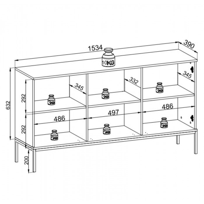 Moderne Kommode SENTINO 154 mit LED-Beleuchtung Kaschmir