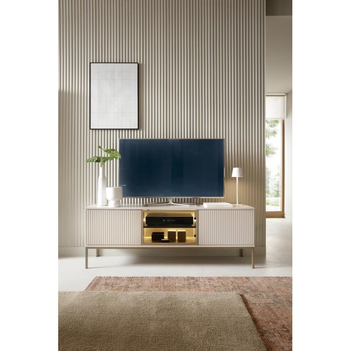 Moderner RTV-Schrank 154 SENTINO mit LED-Beleuchtung Kaschmir