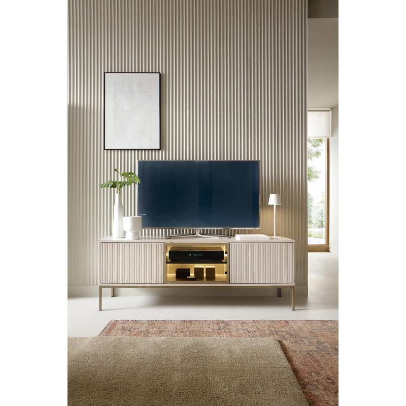 Moderner RTV-Schrank 154 SENTINO mit LED-Beleuchtung Kaschmir 3/9